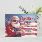 Santa Claus American Flag Einladung (Stehend Vorderseite)