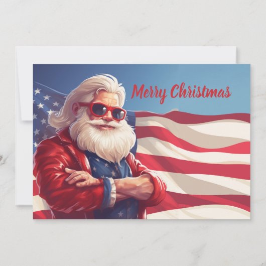 Santa Claus American Flag Feiertagskarte (Vorderseite)