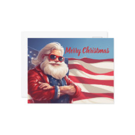 Santa Claus American Flag Postkarte