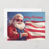 Santa Claus American Flag Postkarte (Vorne/Hinten)