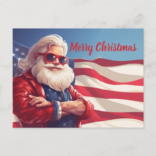Santa Claus American Flag Postkarte (Vorderseite)
