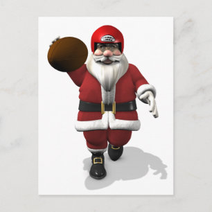 Santa Claus American Football Player Feiertagspostkarte