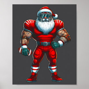 Santa Claus American Football Player Merry Christm Poster