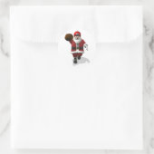 Santa Claus American Football Player Runder Aufkleber (Tasche)
