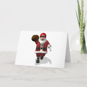 Santa Claus American Football-Spieler Feiertagskarte