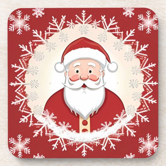 Santa Claus Amidst Schneeflocken Getränkeuntersetzer (Vorderseite)