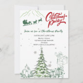 Santa Claus and Christmas Tree Holiday Party Einladung (Vorderseite)