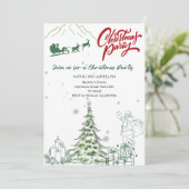 Santa Claus and Christmas Tree Holiday Party Einladung (Stehend Vorderseite)