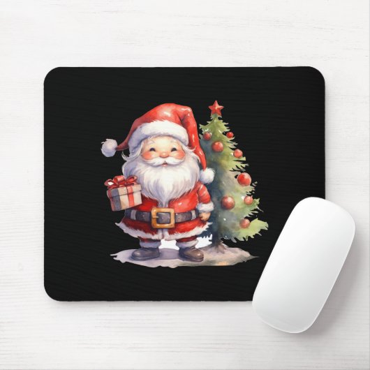 Santa Claus And Christmas Tree Mousepad (Mit Mouse)