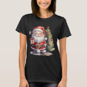 Santa Claus And Christmas Tree T-Shirt (Vorderseite)