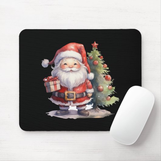 Santa Claus And Christmas Tree T Shirt  Mousepad (Mit Mouse)
