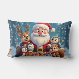 Santa Claus and Friends Christmas Throw Pillow Lendenkissen