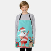Santa Claus and His Pug on a Surfboard Schürze (Getragen)