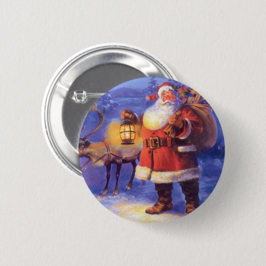 Santa Claus and his reindeer Button (Vorne & Hinten)