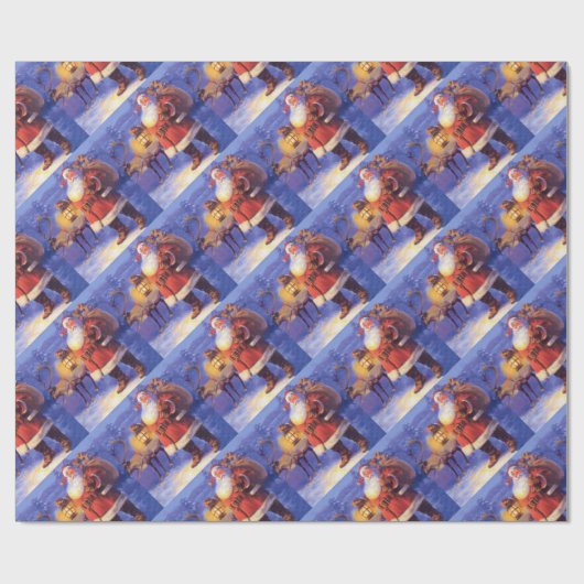 Santa Claus and his reindeer Geschenkpapier (Flach)