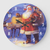 Santa Claus and his reindeer Große Wanduhr (Vorderseite)