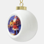 Santa Claus and his reindeer Keramik Kugel-Ornament (Rechts)