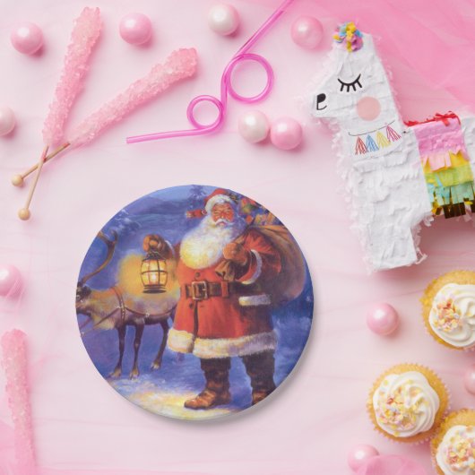 Santa Claus and his reindeer Pappteller (Party)