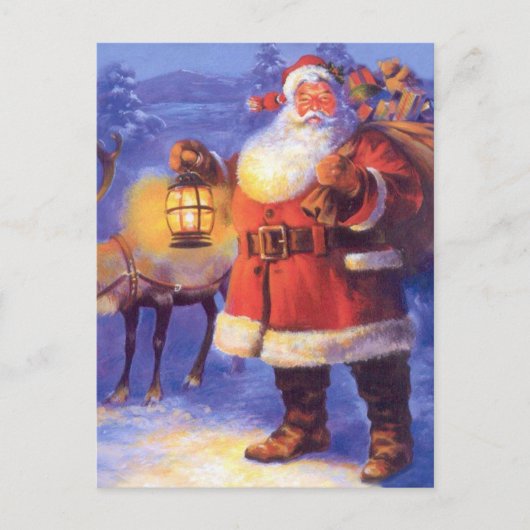 Santa Claus and his reindeer Postkarte (Vorderseite)