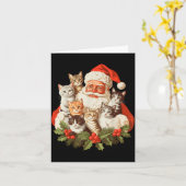 Santa Claus And Kittens Cats Christmas Karte (Gelbe Blume)