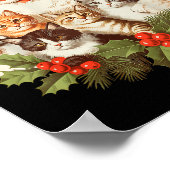 Santa Claus And Kittens Cats Christmas Poster (Ecke)