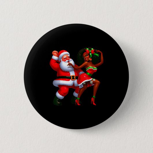 Santa Claus And Mrs Claus Dancing Melanin Christma Button (Vorderseite)