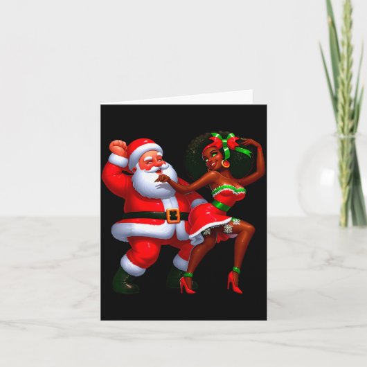 Santa Claus And Mrs Claus Dancing Melanin Christma Karte (Vorderseite)