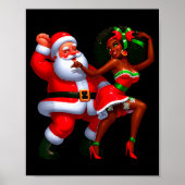 Santa Claus And Mrs Claus Dancing Melanin Christma Poster (Vorne)