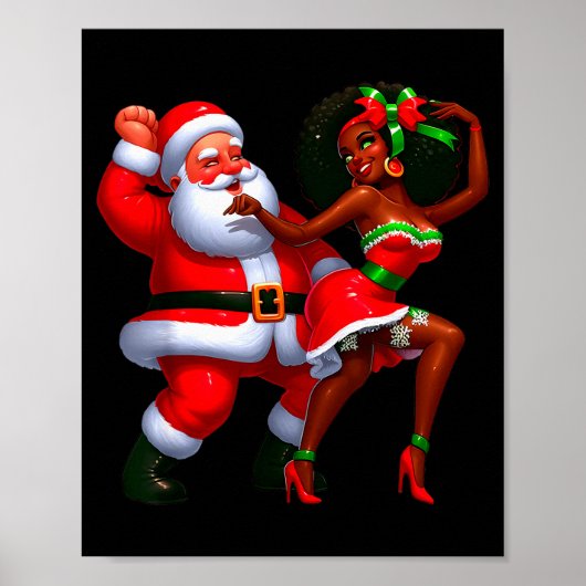 Santa Claus And Mrs Claus Dancing Melanin Christma Poster (Vorne)