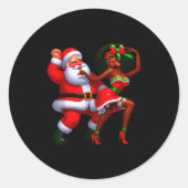 Santa Claus And Mrs Claus Dancing Melanin Christma Runder Aufkleber (Vorderseite)