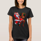 Santa Claus And Mrs Claus Dancing Melanin Christma T-Shirt (Vorderseite)