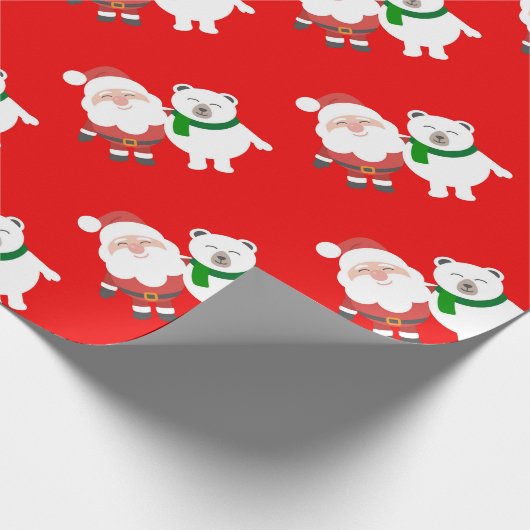 Santa Claus and Polar Bear Cartoon Geschenkpapier (Ecke)