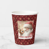 Santa Claus and Red Nose Rudolph Holiday Cups Pappbecher (Rückseite)