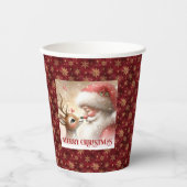 Santa Claus and Red Nose Rudolph Holiday Cups Pappbecher (Vorderseite)