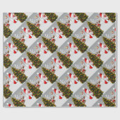 Santa claus and reindeer behind a christmas tree.j geschenkpapier (Flach)