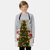 Santa claus and reindeer behind a christmas tree.j schürze (Getragen)