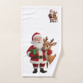Santa Claus and Rudolph Cartoon Badhandtuch Set (Handtuch)