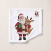 Santa Claus and Rudolph Cartoon Badhandtuch Set (Waschlappen)