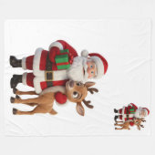 Santa Claus and Rudolph Cartoon Fleecedecke (Vorderseite (Horizontal))