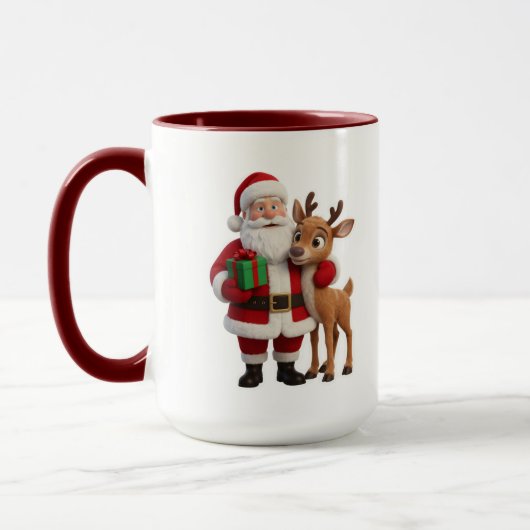 Santa Claus and Rudolph Cartoon Tasse (Links)