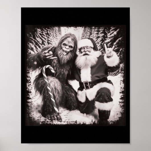 Santa Claus And Sasquatch Bigfoot Funny Joyful Sno Poster (Vorne)