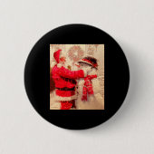 Santa Claus And Snowman In Snowfall Button (Vorderseite)