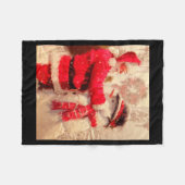Santa Claus And Snowman In Snowfall Fleecedecke (Vorderseite (Horizontal))