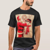 Santa Claus And Snowman In Snowfall T-Shirt (Vorderseite)