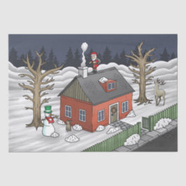 Santa Claus and the little red house Seidenpapier