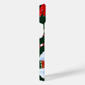 Santa Claus and the Snowman | Dark Tree Background iPhone Hülle (Rechte Seite)