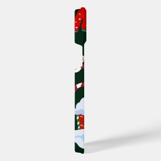 Santa Claus and the Snowman | Dark Tree Background iPhone Hülle (Rechte Seite)