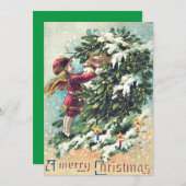 Santa Claus Angel Cherub Mistletoe Einladung (Vorne/Hinten)