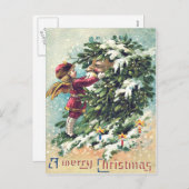 Santa Claus Angel Cherub Mistletoe Feiertagspostkarte (Vorne/Hinten)