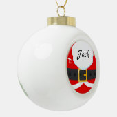 Santa Claus Anzug mit Namen Keramik Kugel-Ornament (Links)